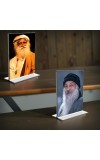 Sadhguru & Osho Acrylic T-Style Photo Stand, Compact and Stylish Spiritual Display, easily change 2 photos (Pack of 1)