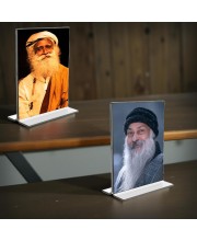 Sadhguru & Osho Acrylic T-Style Photo Stand - 11x13 Inches, Compact and Stylish Spiritual Display, easily change 2 photos (Pack of 1)