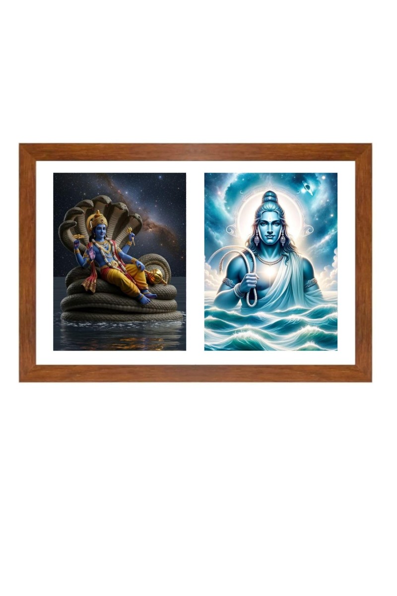 Lord vishnu and varuna deva Photo Frame - 17x21Inches - Spiritual Artwork for Home Decor, Puja Room and Office Decoration