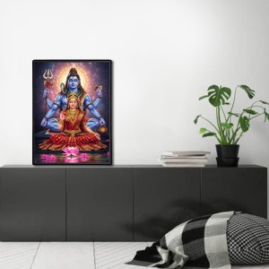 Shiva Parvati Laminated Photo - 11x13 Inches, Divine Blessings for Home & Office and Temple Decoration