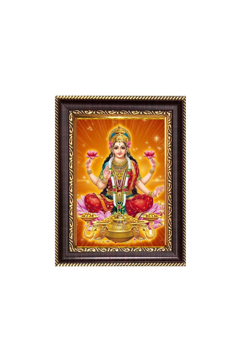 Maa Lakshmi Digital Print Photo 6.7x8.7 inches - Vibrant Religious Wall Art for Home or Office Decor.