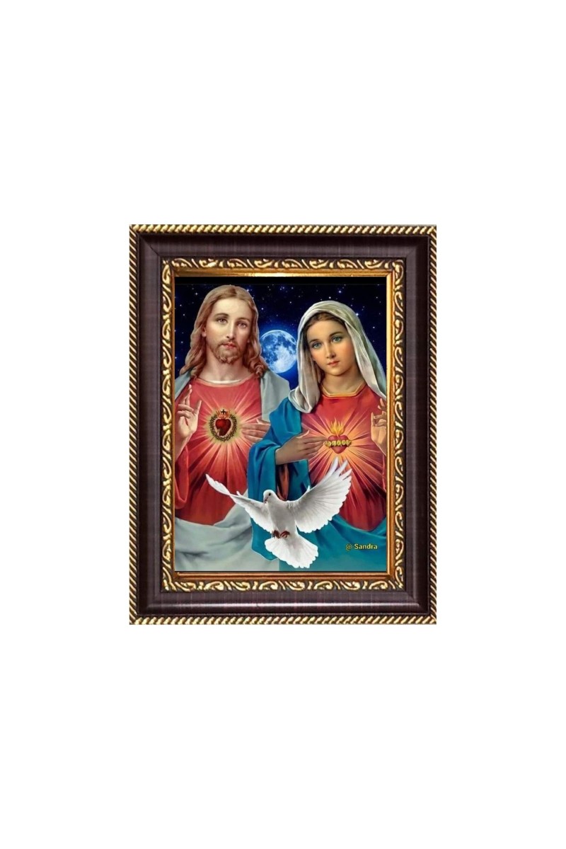 Lord Jesus and Mother Mary Digital Print Photo 6.7x8.7 inches - Vibrant Religious Wall Art for Home, Office and Temple Decor.