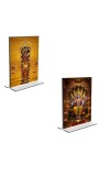 Car Desk/Table Top Lord Tirupati Balaji & Lord Vishnu Acrylic T-Style Photo Stand - 2.5x3.5 Inches, Compact and Stylish Spiritual Display, easily change 2 photos (Pack of 1)