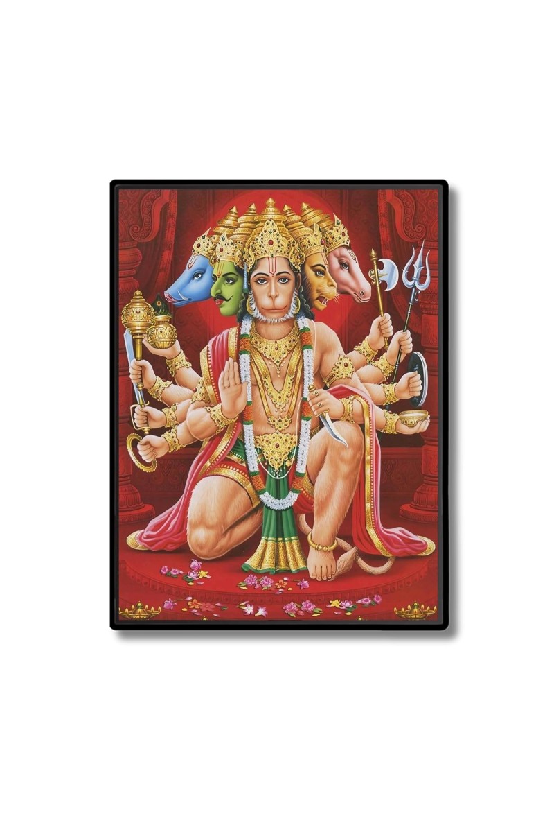 Panchamukhi Hanuman Laminated Photo - 5x7 Inches, Divine Blessings for Home & Office and Temple Decoration