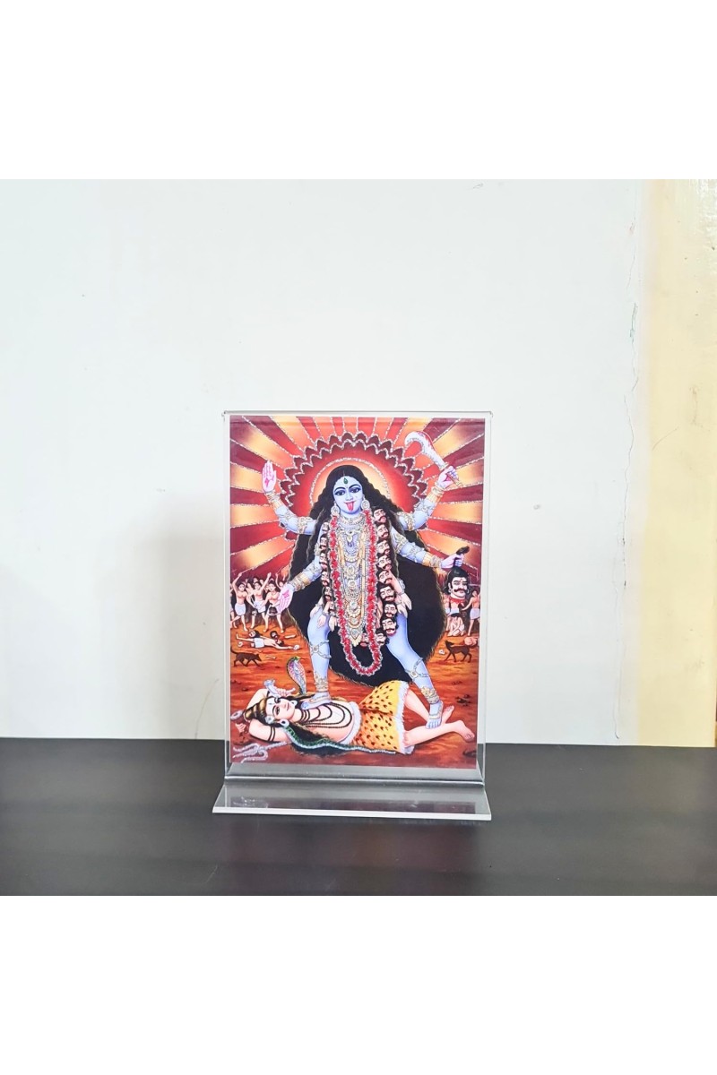 HiTechMart Maa Kali Acrylic Photo Frame, Hindu God Idol Picture for Home, Office and Mandir, Decorative Frame for Pooja and Gifting