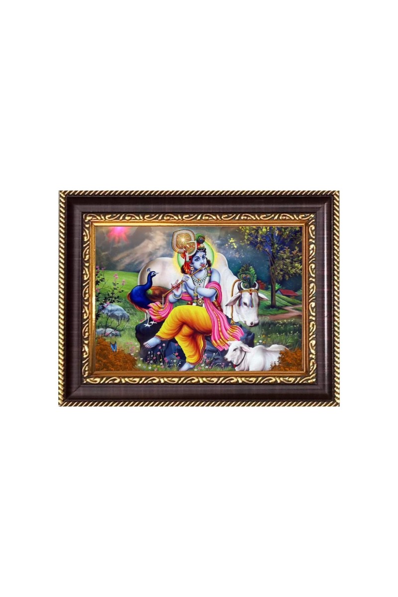Sri Krisna Digital Print Photo 6.7x8.7 inches - Vibrant Religious Wall Art for Home, Office and Temple Decor.