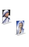 Car Desk/Table Top Mother Teresa Acrylic T-Style Photo Stand - 2.5x3.5 Inches, Compact and Stylish Spiritual Display, easily change 2 photos (Pack of 1)