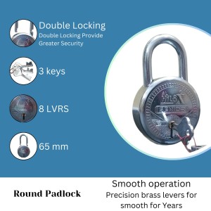 Hi Tech Sales Heavy Duty Steel Padlock with 3 Keys, Durable and 65mm Round Body Lock for Home, Office, and Security Use Hi Tech Sales Heavy Duty Steel Padlock with 3 Keys, Durable and 65mm Round Body Lock for Home, Office, and Security Use