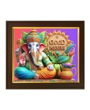 Hitech Sales | Decorative Good Morning Ganesh Wall Art Photo Frame - Vibrant and Colorful Hindu God Ganesha for Home and Office Decor - Size: 10X12 inch.