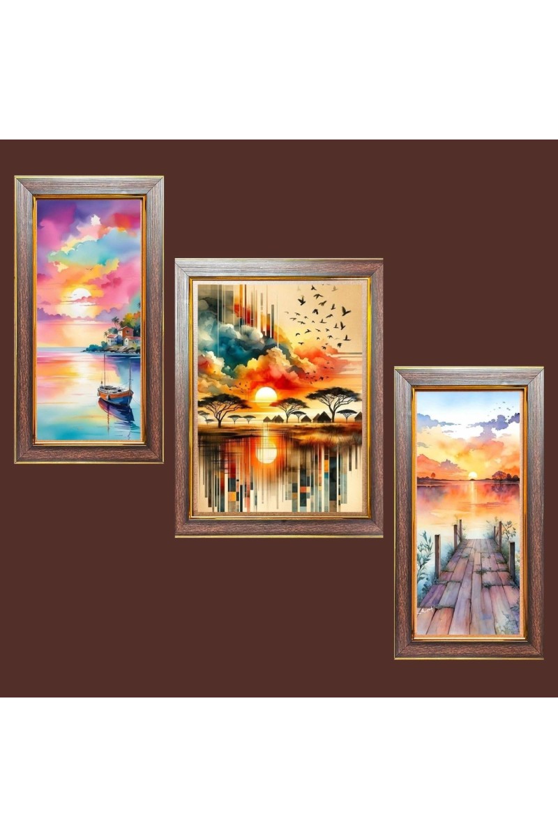 3-Pack Natureâ€™s Mirror Photo Frames - 2 Pieces 6x13 Inch & 1 Piece 10x13 Inch - Rustic Wall Art for Home & Office Decor - Botanical Wall Hanging for Living Room, Bedroom, or Workspace