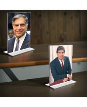 Sri Ratan Tata Acrylic T-Style Photo Stand - 11x13 Inches, Compact and Stylish Spiritual Display, easily change 2 photos (Pack of 1)