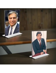 Sri Ratan Tata Acrylic T-Style Photo Stand - 5x7 Inches, Compact and Stylish Spiritual Display, easily change 2 photos (Pack of 1)