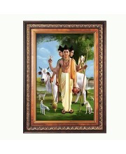 Sri Dattatreya Swami Color Photo 10x14 Inch - Vibrant Religious Wall Art for Home or Office Decor.