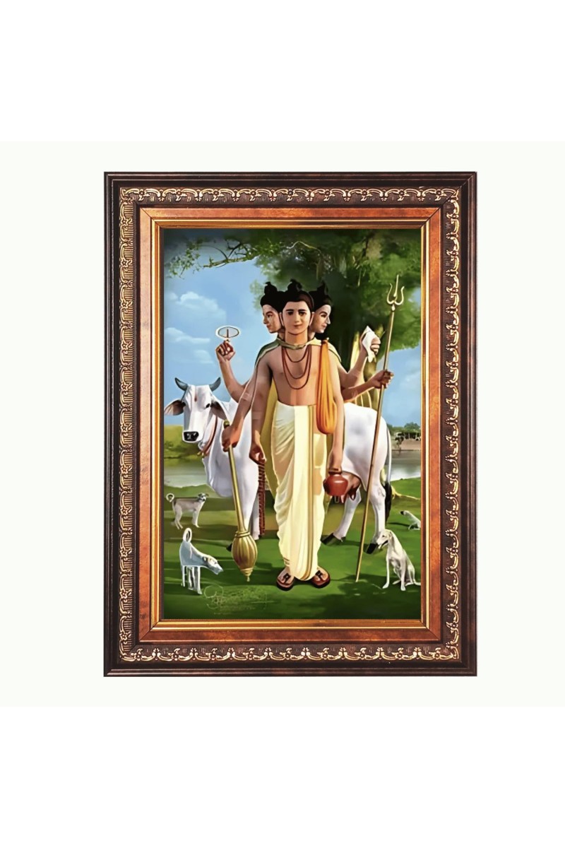 Sri Dattatreya Swami Color Photo 10x14 Inch - Vibrant Religious Wall Art for Home or Office Decor.