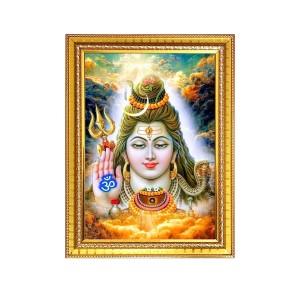 Lord Shiva Photo Frame - 16x20 Inches, Brown Wooden Frame for Home, Office & Temple Decoration