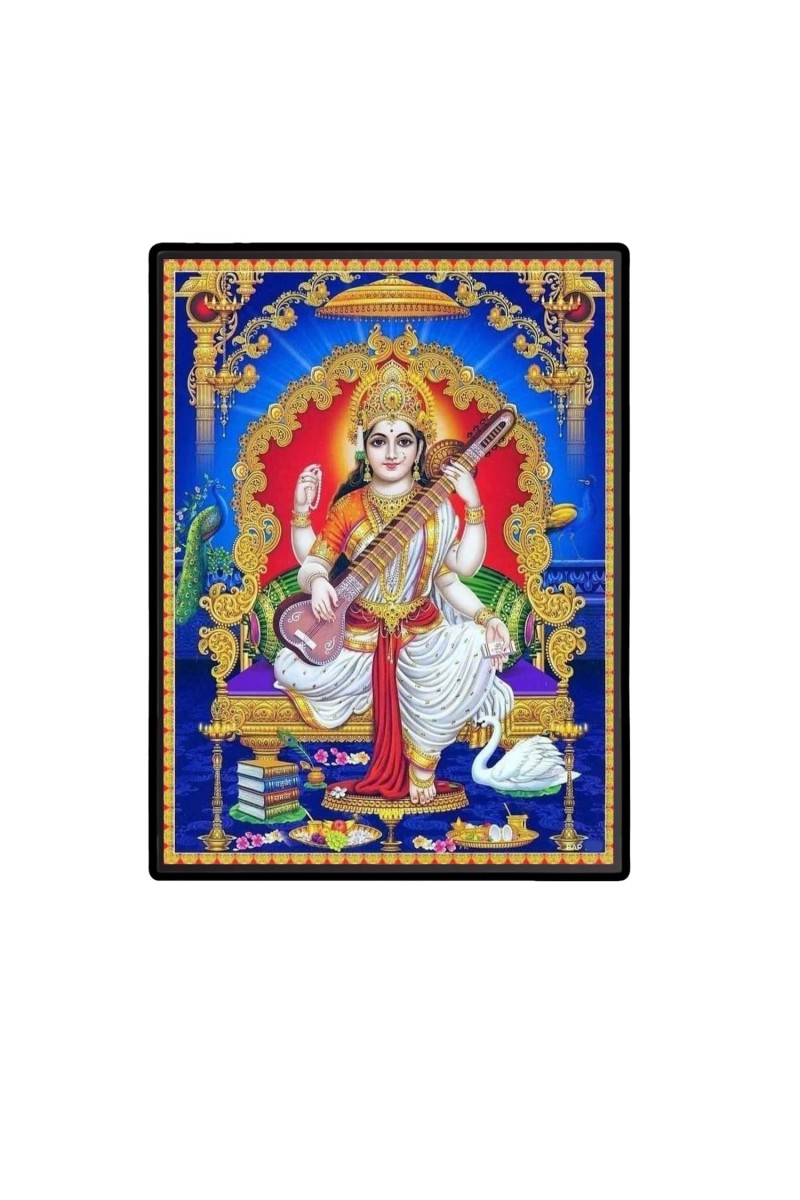 Saraswati Laminated Photo - 5x7 Inches, Divine Blessings for Home & Office and Temple Decoration