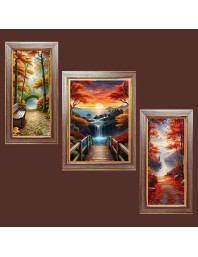 3-Pack The Canvas of the Earth Photo Frames - 2 Pieces 6x13 Inch & 1 Piece 10x13 Inch - Rustic Wall Art for Home & Office Decor - Botanical Wall Hanging for Living Room, Bedroom, or Workspace