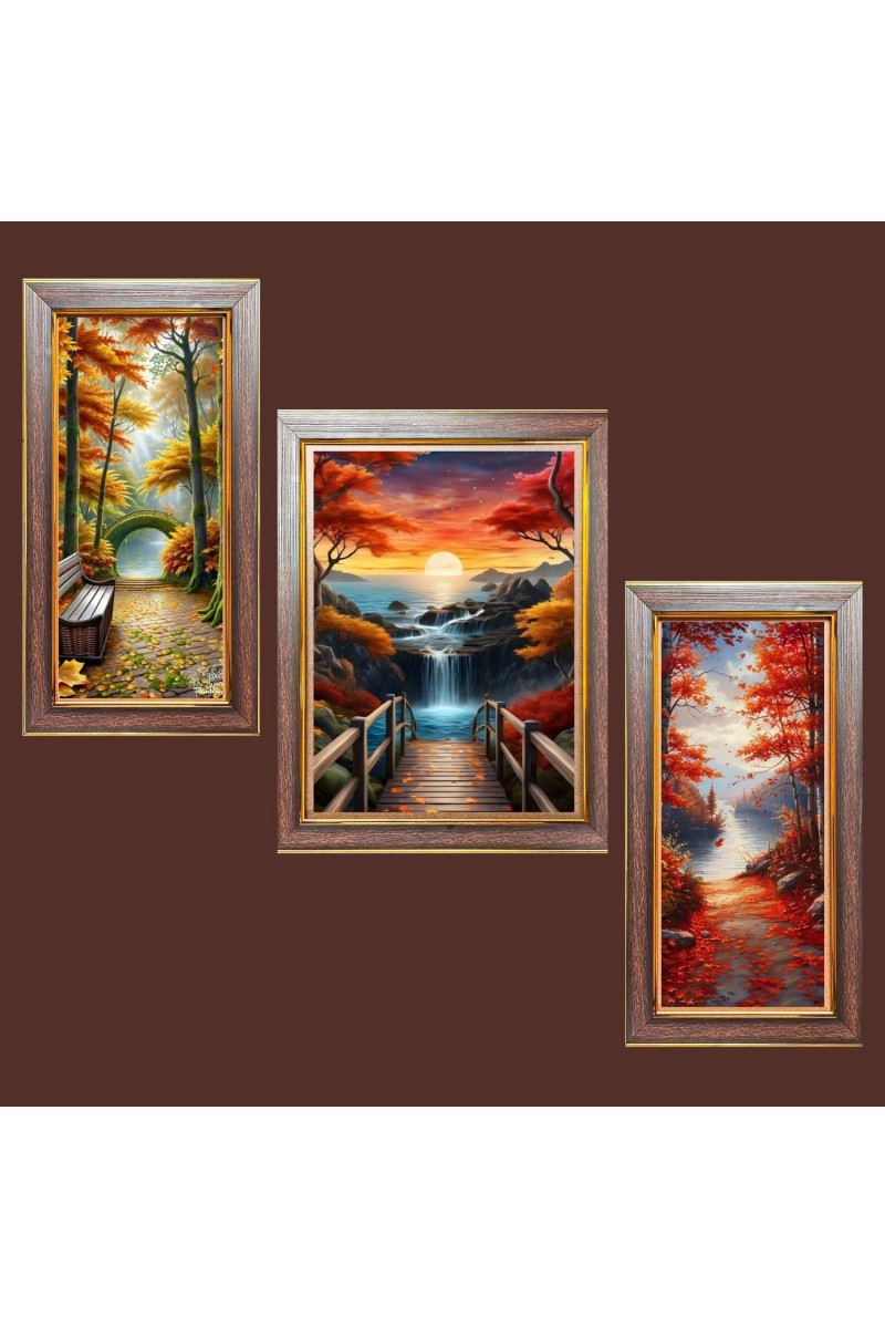 3-Pack The Canvas of the Earth Photo Frames - 2 Pieces 8x15 Inch & 1 Piece 12x15 Inch - Rustic Wall Art for Home & Office Decor - Botanical Wall Hanging for Living Room, Bedroom, or Workspace