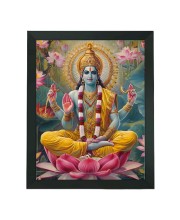 Hitech Sales Lord Vishnu Polystyrene Photo Frame for Pooja Room, Temple Decor, Home Decoration and Gifting (Wall and Tabletop, Rectangular, Printed Photo, 7.12 x 9.12 inches Frame, Black)