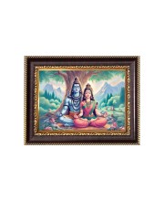 Lord Shiva and Sri Maa Parvati Digital Print Photo 6.7x8.7 inches - Vibrant Religious Wall Art for Home, Office and Temple Decor.