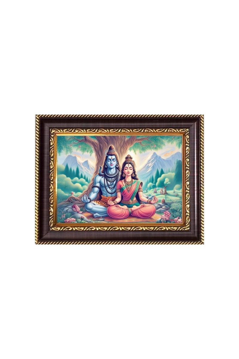 Lord Shiva and Sri Maa Parvati Digital Print Photo 6.7x8.7 inches - Vibrant Religious Wall Art for Home, Office and Temple Decor.