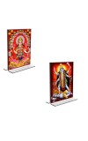 Car Desk/Table Top Maa Lakshmi & Maa Kali Acrylic T-Style Photo Stand - 2.5x3.5 Inches, Compact and Stylish Spiritual Display, easily change 2 photos (Pack of 1)