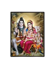 Lord Shiva Family Laminated Photo - 11x13 Inches, Divine Blessings for Home & Office and Temple Decoration