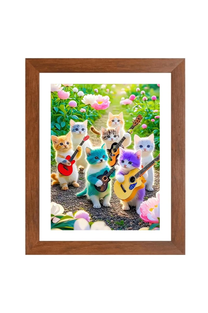 AI Funny Cute Cat Art Picture for Kids - 10x14 inches, Brown Color - Perfect Wall Decor for Children's Room