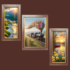 3-Pack Auroraâ€™s Whisper Photo Frames - 2 Pieces 8x15 Inch & 1 Piece 12x15 Inch - Rustic Wall Art for Home & Office Decor - Botanical Wall Hanging for Living Room, Bedroom, or Workspace