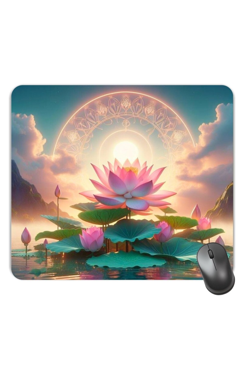 Customized Beautiful Lotus Picture Sublimation Mouse Pad | 8 X 7.5 Inch | Smooth Cloth Surface | Non-Slip Rubber Base | Personalized Mousepad for Laptop & Desktop (F17255)