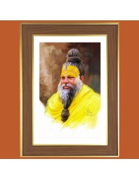 Premanand maharaj Photo Frame - 10x14 Inches, Brown Wooden Frame for Home, Office & Temple Decoration