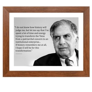 Shree Ratan Naval Tata & Famous Quote Brown Frame, 10x14InchesInspirational Wall Art for Office, Home DecorIdeal Spiritual Gift
