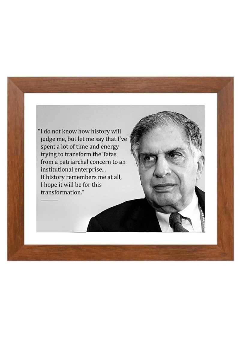 Shree Ratan Naval Tata & Famous Quote Brown Frame, 16x20InchesInspirational Wall Art for Office, Home DecorIdeal Spiritual Gift