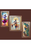 3-Pack Lord Sri Krishna painting Photo Frames - 2 Pieces 14x21 Inch & 1 Piece 18x21 Inch - Rustic Wall Art for Home & Office Decor - Botanical Wall Hanging for Living Room, Bedroom, or Workspace