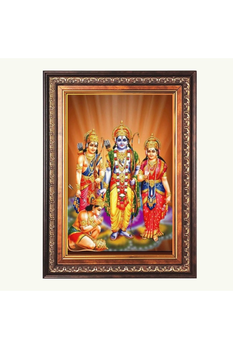Sri Ram Sita Lakshman And Hanuman Color Photo 14x18 Inch - Vibrant Religious Wall Art for Home or Office Decor.