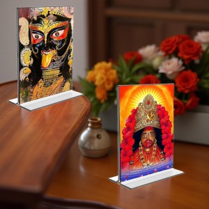 Debi Kali Acrylic T-Style Photo Stand - 11x13 Inches, Compact and Stylish Spiritual Display, easily change 2 photos (Pack of 1)