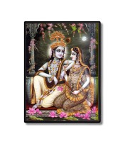 Sri Radha Krishna Laminated Photo (13x15 Inches Without glass) Divine Blessings for Table and Walls,Home & Office and Temple Decoration