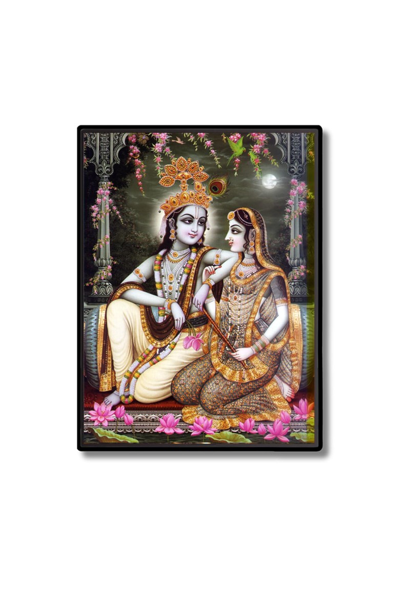 Sri Radha Krishna Laminated Photo (7x9 Inches Without glass) Divine Blessings for Table and Walls,Home & Office and Temple Decoration
