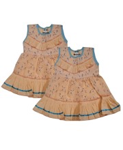 Cotton Sleeveless Baby Girl Frock for 0-9 Months – Soft & Comfortable Dress for Newborns & Infants (2, Peach)