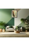 Four cute cats are holding tree Black Photo Frame Funny Animal and Bird Cartoon Art