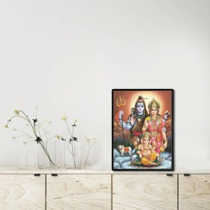Shiva Family Laminated Photo - 5x7 Inches, Divine Blessings for Home & Office and Temple Decoration