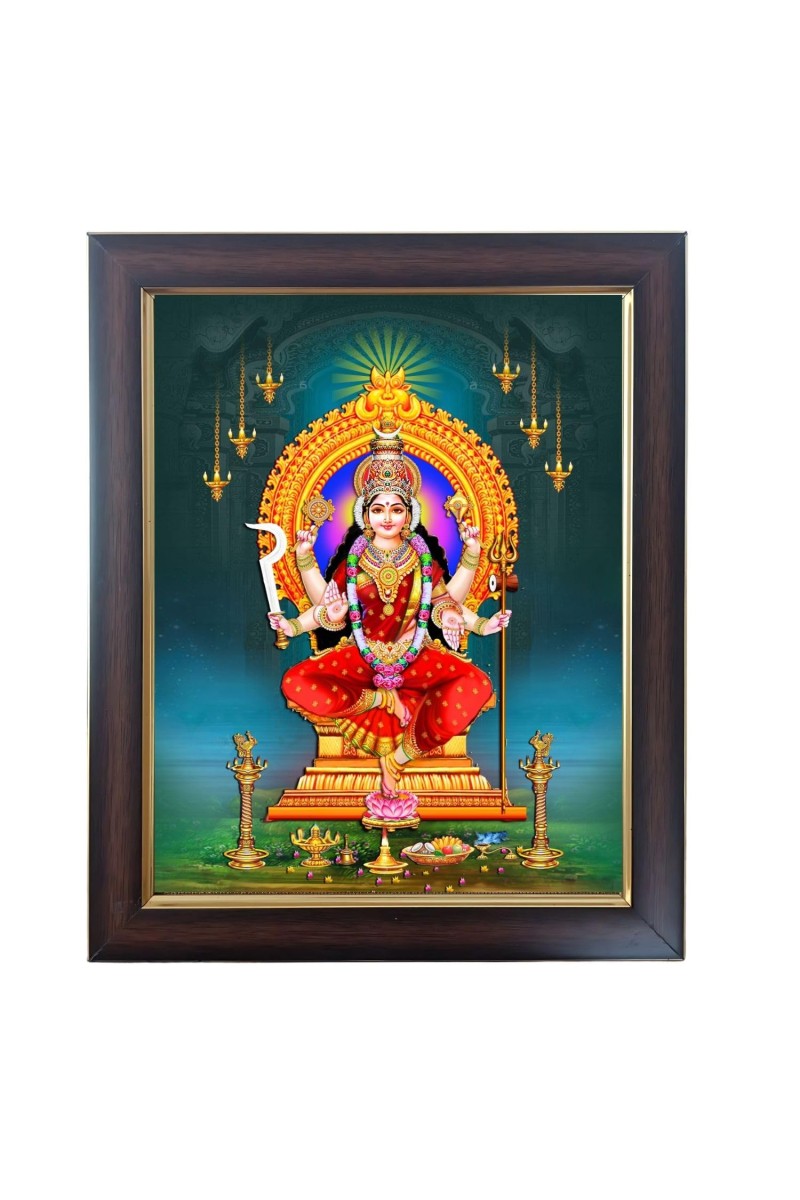 Hitech Sales Laxmi Devi Photo Frame for Pooja Room, Temple Decor, Home Decoration and Gift (Wall and Tabletop, Rectangular, Polystyrene Frame, Printed Photo, 24 x 29 cm, Black)