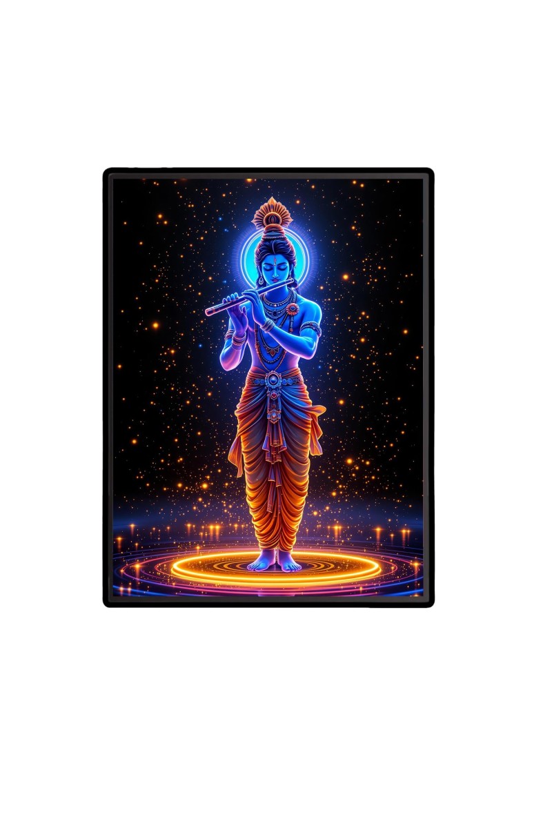 Krishna Laminated Photo - 9x11 Inches, Divine Blessings for Home & Office and Temple Decoration