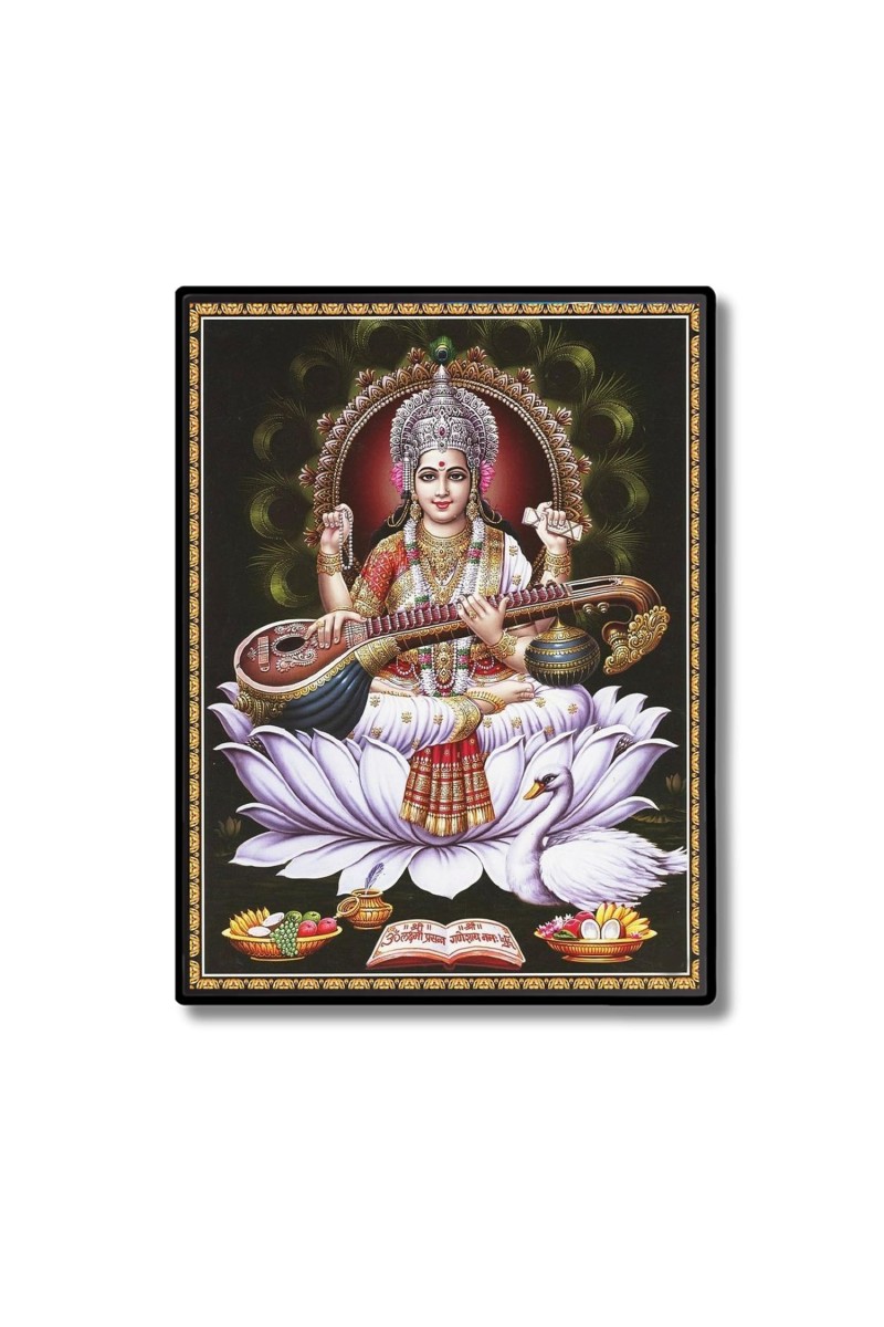 Saraswati Laminated Photo - 5x7 Inches, Divine Blessings for Home & Office and Temple Decoration
