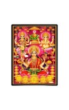 Maa Lakshmi Saraswati & Lord Ganesh Laminated Photo - 11x13 Inches, Divine Blessings for Home & Office and Temple Decoration