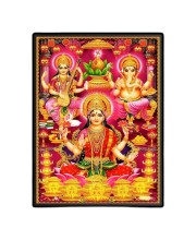 Maa Lakshmi Saraswati & Lord Ganesh Laminated Photo - 11x13 Inches, Divine Blessings for Home & Office and Temple Decoration