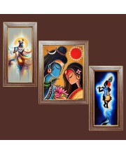 3-Pack Divine god painting Photo Frames - 2 Pieces 10x17 Inch & 1 Piece 14x17 Inch - Rustic Wall Art for Home & Office Decor - Botanical Wall Hanging for Living Room, Bedroom, or Workspace