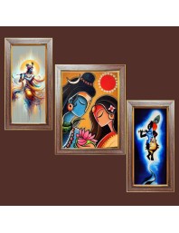 3-Pack Divine god painting Photo Frames - 2 Pieces 14x21 Inch & 1 Piece 18x21 Inch - Rustic Wall Art for Home & Office Decor - Botanical Wall Hanging for Living Room, Bedroom, or Workspace