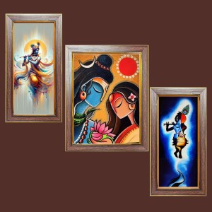 3-Pack Divine god painting Photo Frames - 2 Pieces 14x21 Inch & 1 Piece 18x21 Inch - Rustic Wall Art for Home & Office Decor - Botanical Wall Hanging for Living Room, Bedroom, or Workspace