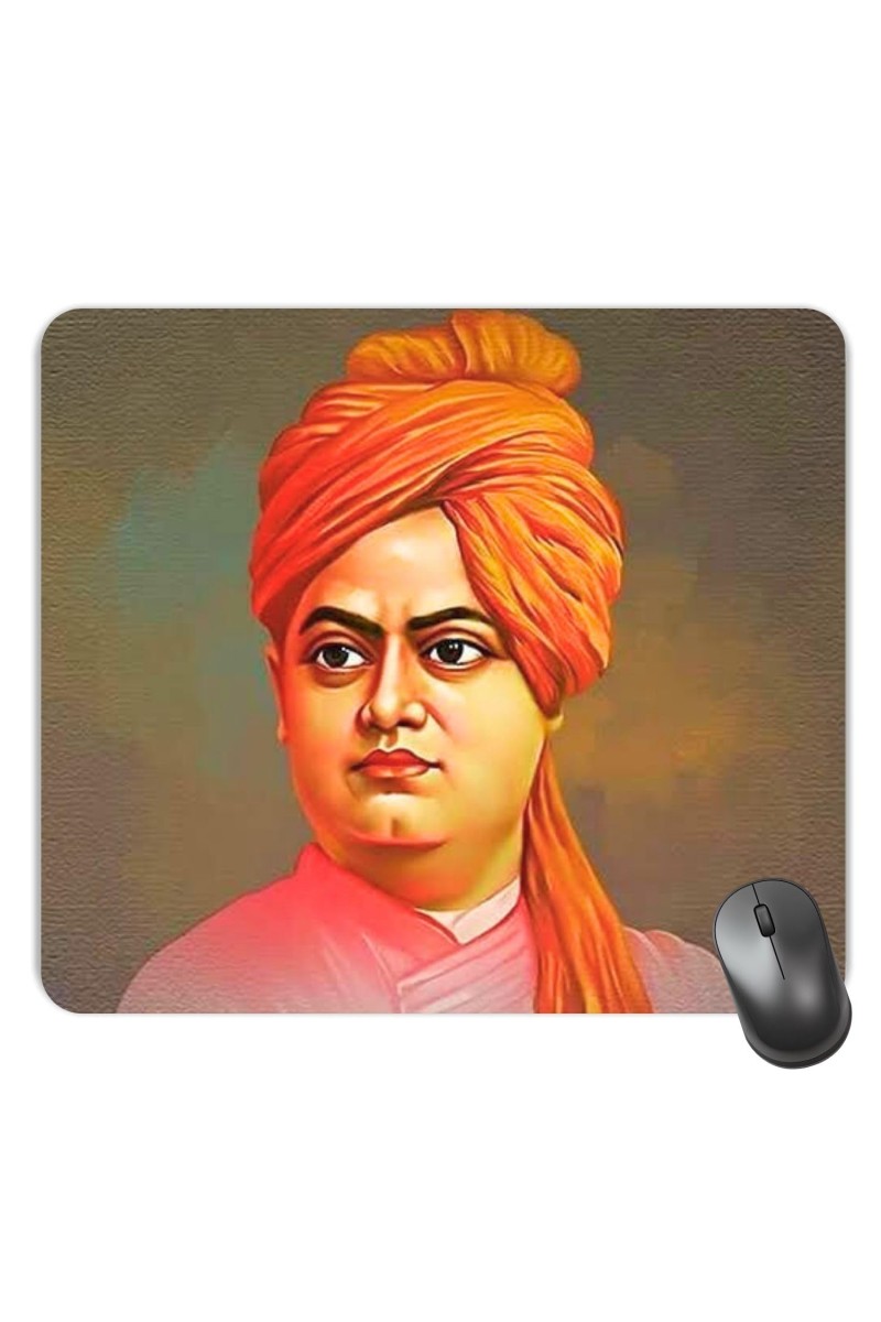Customized Swami Vivekananda Picture Sublimation Mouse Pad | 8 X 7.5 Inch | Smooth Cloth Surface | Non-Slip Rubber Base | Personalized Mousepad for Laptop & Desktop (F17039)